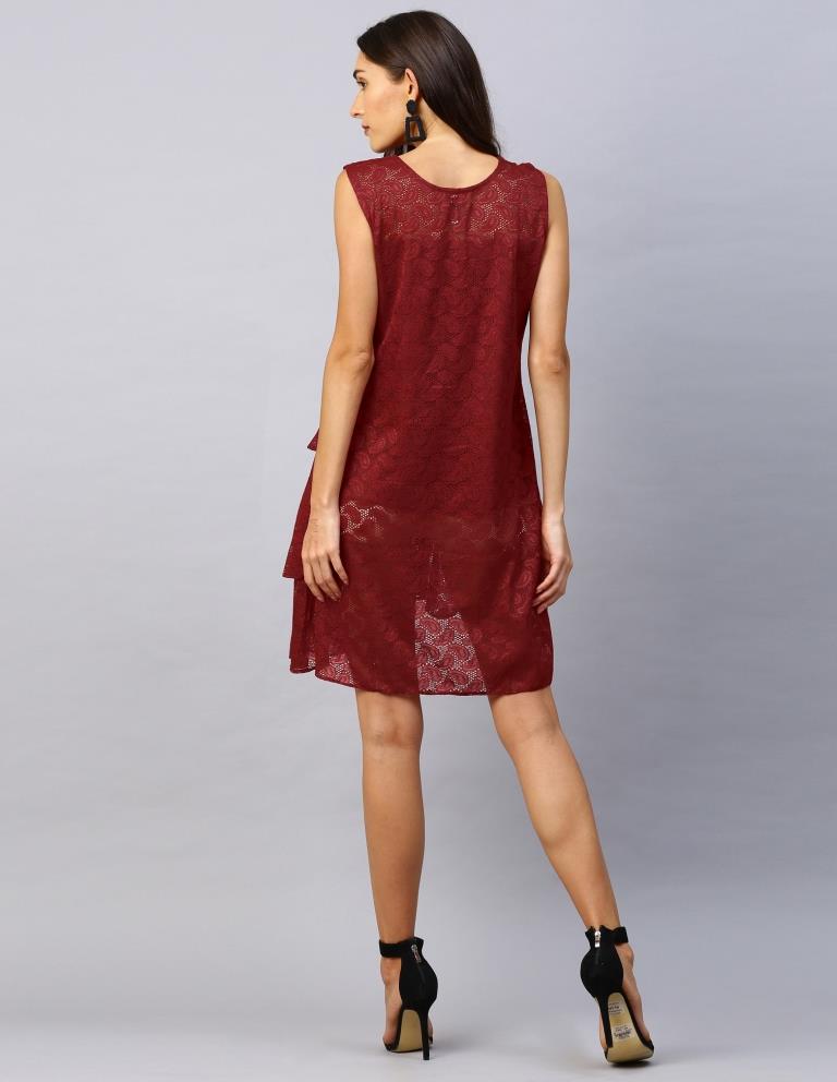Red Coloured Net Russell Net Dress | SLV114TK2603