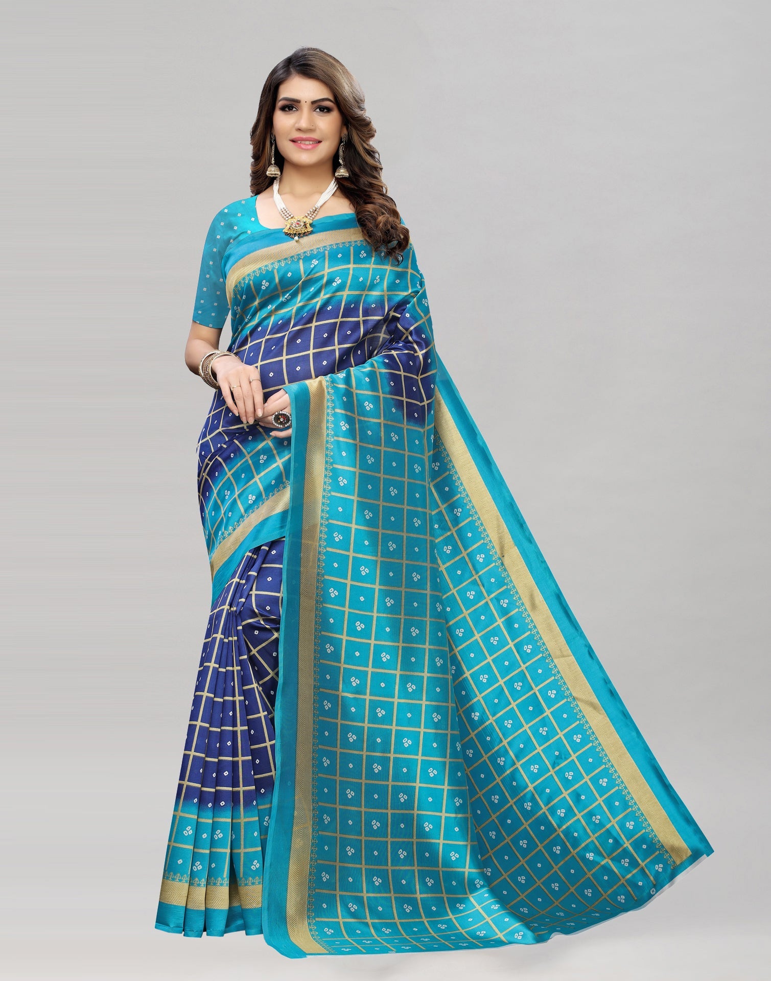 Sky Blue Bandhani Printed Saree | 1159S89