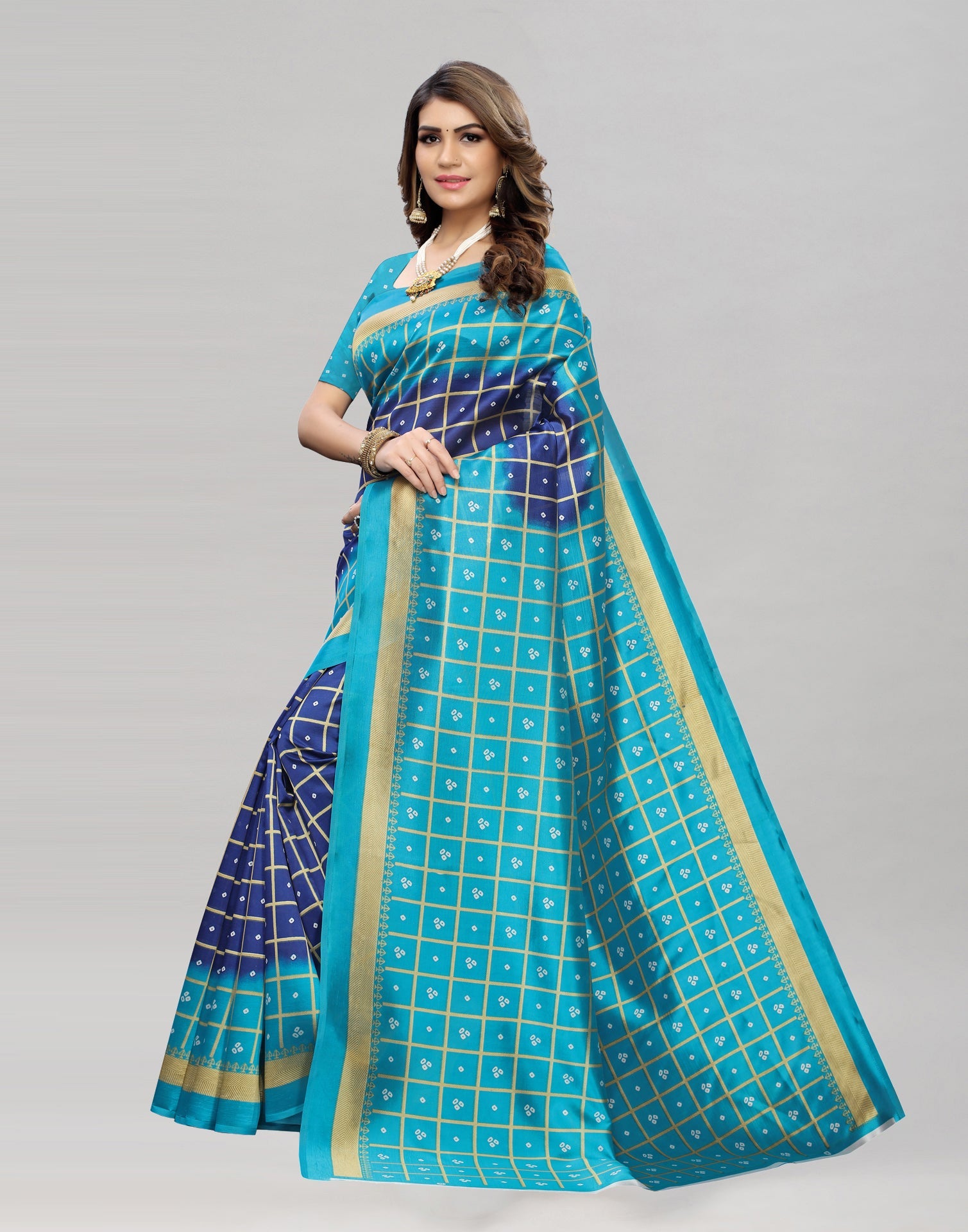 Sky Blue Bandhani Printed Saree | 1159S89