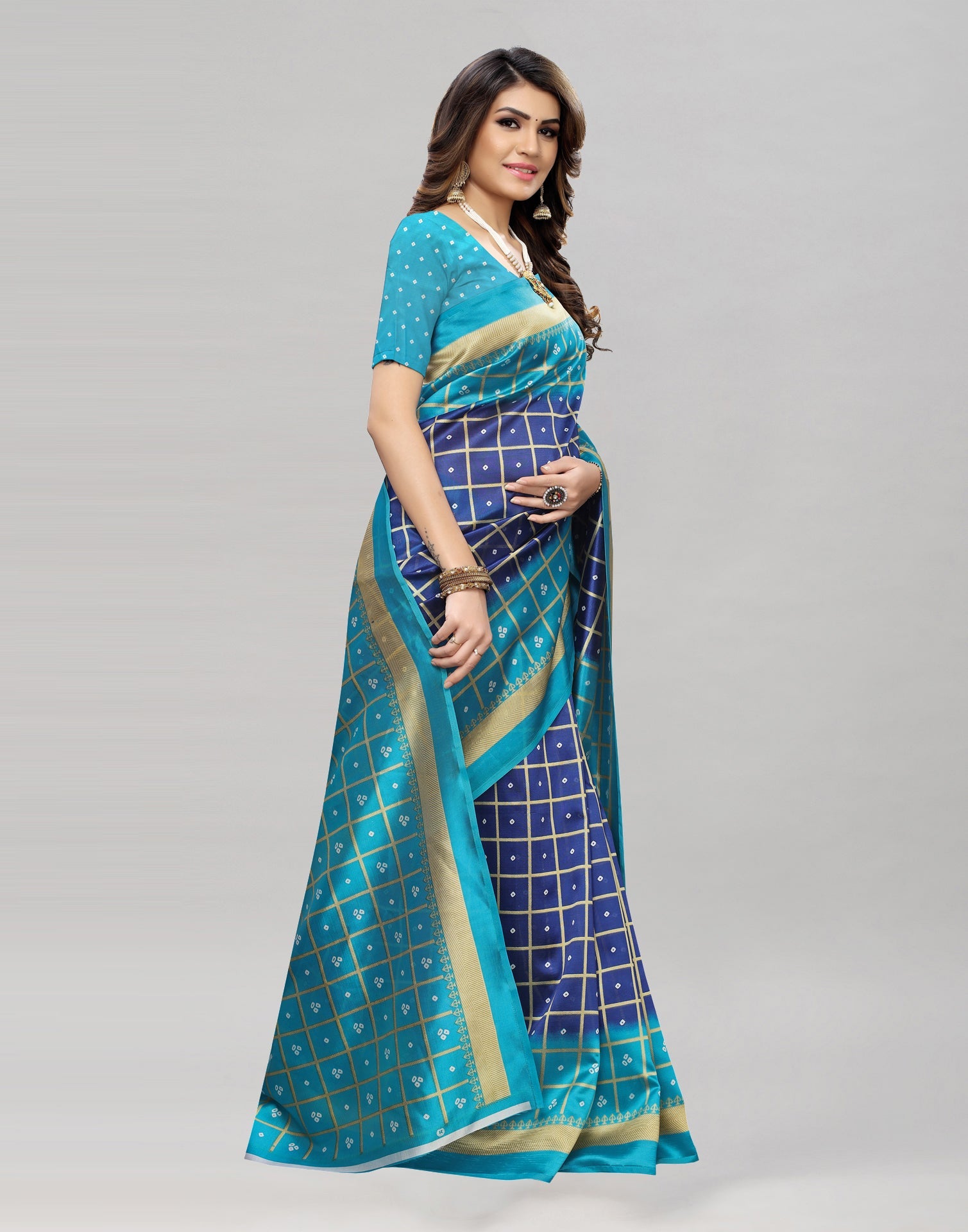 Sky Blue Bandhani Printed Saree | 1159S89