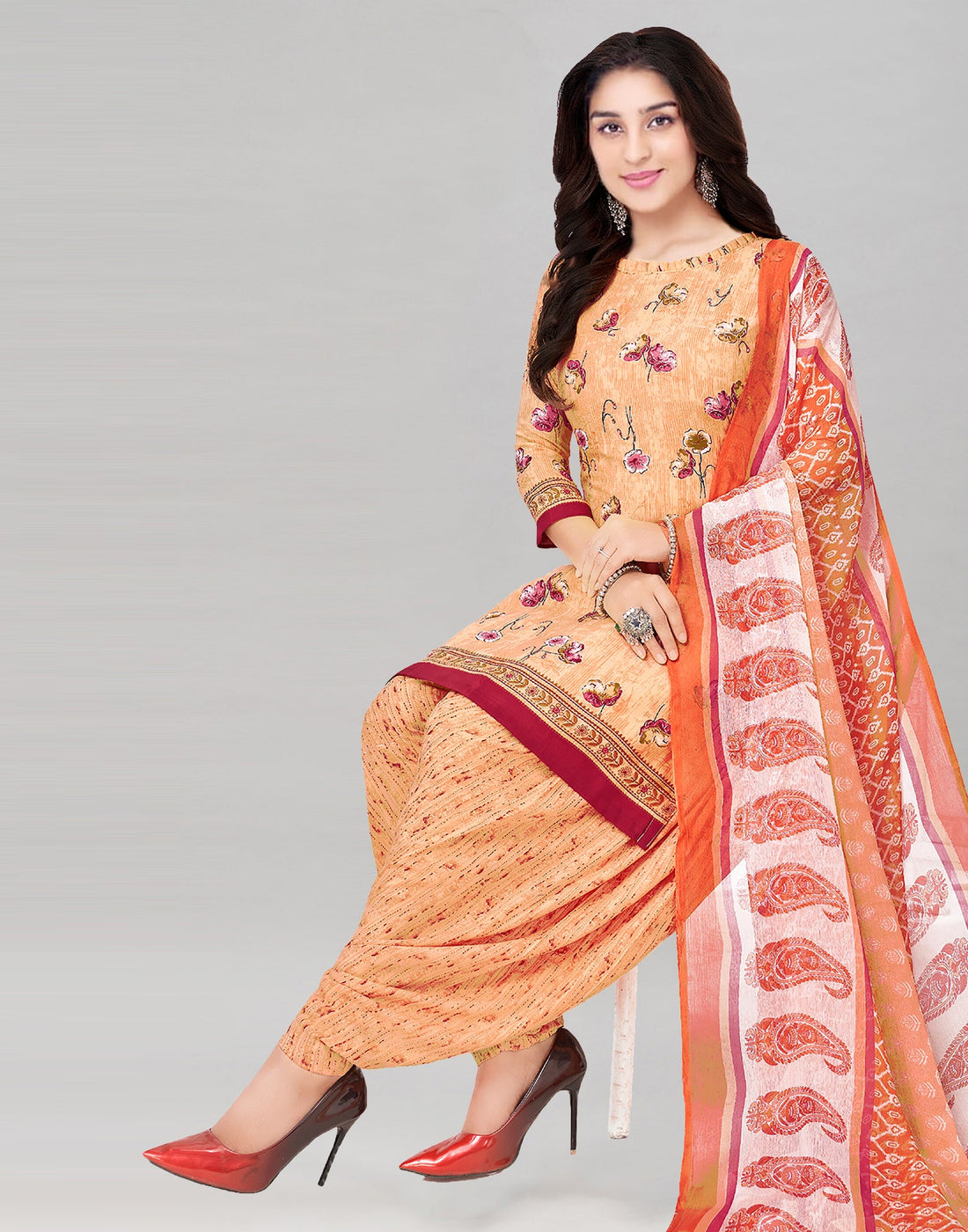 Printed Polyester Unstitched Salwar Suit Material