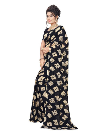 Black Coloured Georgette Printed Saree | SLV1177S1031