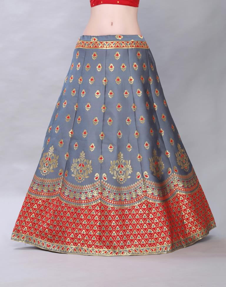 Whimsical Grey Coloured Poly Silk Jacquard Casual Wear Lehenga | SLV117L10371