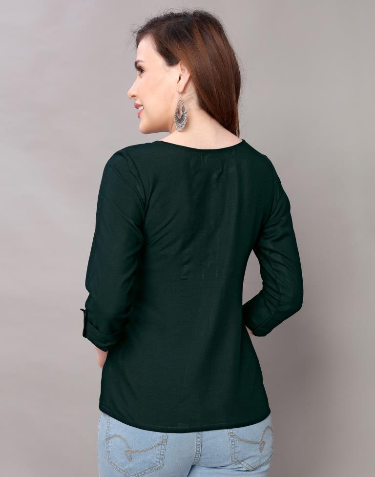 Bottle Green Embroidered Top | SLV118TK2641