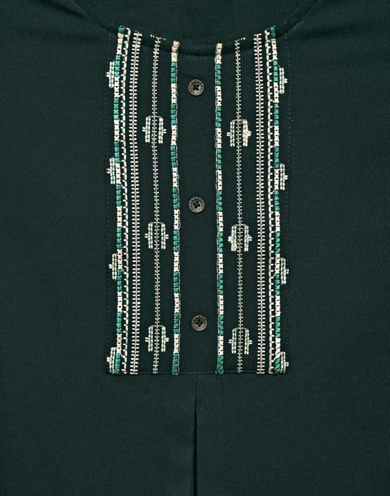 Bottle Green Embroidered Top | SLV118TK2641