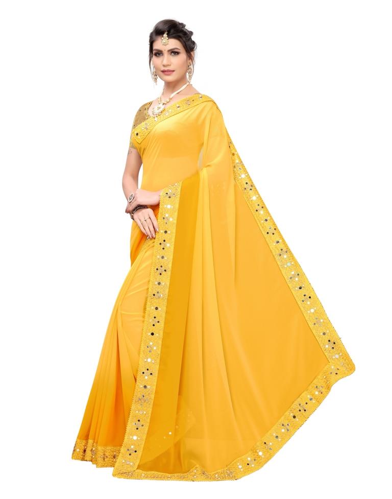 Yellow Coloured Georgette Plain Saree | SLV1191S101