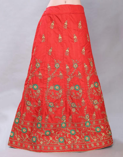 Peppy Red Coloured Poly Silk Embroidered Casual Wear Lehenga | SLV119L10399