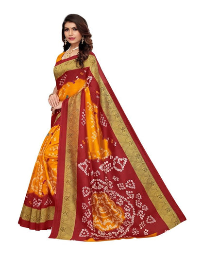 Yellow Coloured Bandhani Printed Silk Saree | SLV1323S7485