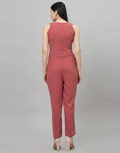 Light Pink Coloured Plain Poly Rayon Jumpsuit | SLV133TK2753