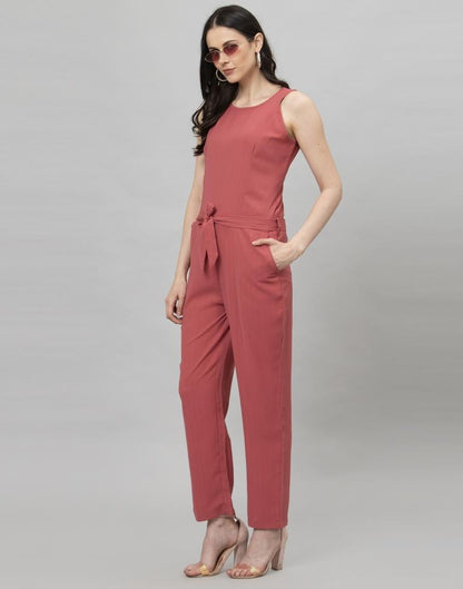 Light Pink Coloured Plain Poly Rayon Jumpsuit | SLV133TK2753