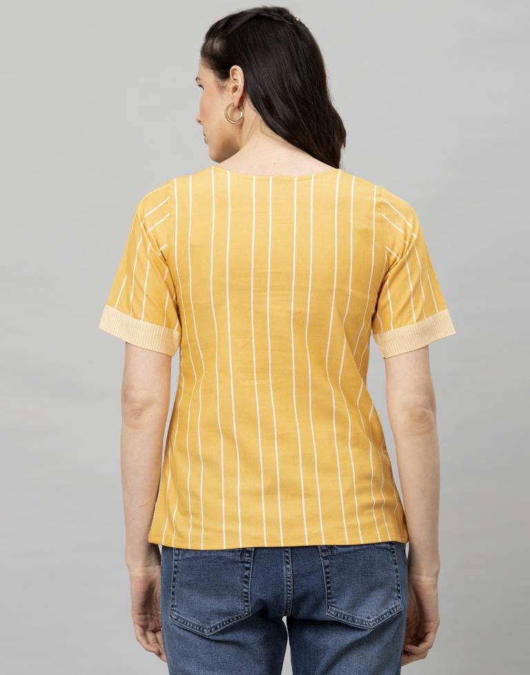 Majestic Yellow Coloured Self Woven Cotton Tops | SLV138TK2743