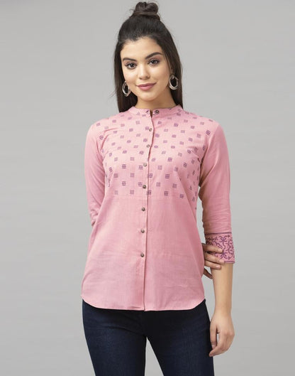 Charming Pink Coloured Khadi Printed Cotton Tops | SLV142TK2782