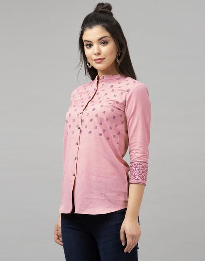 Charming Pink Coloured Khadi Printed Cotton Tops | SLV142TK2782