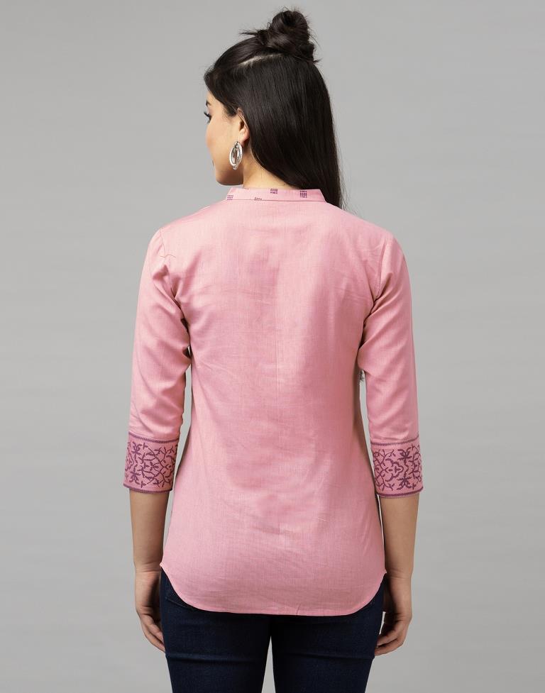 Charming Pink Coloured Khadi Printed Cotton Tops | SLV142TK2782