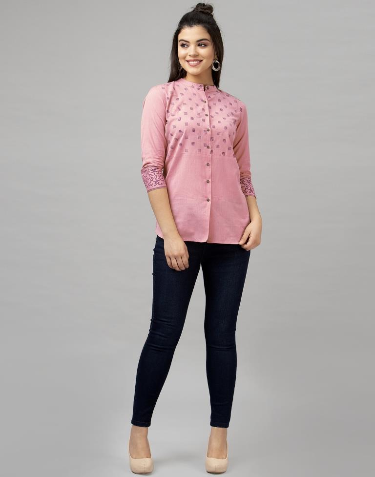 Charming Pink Coloured Khadi Printed Cotton Tops | SLV142TK2782