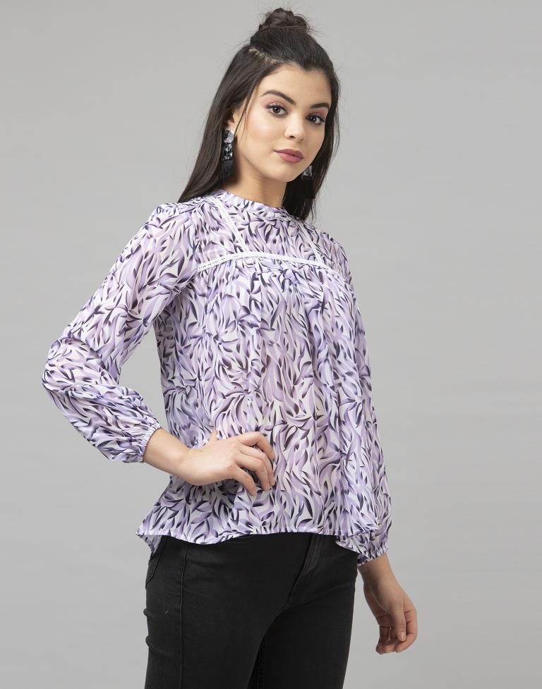 Dazzling Purple Coloured Digital Printed Georgette Tops | SLV142TK2783