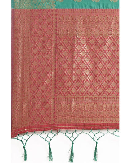 Turquoise Coloured Jacquard Silk Saree | SLV1434S136