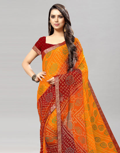 Yellow Bandhani Printed Saree | 1471S148