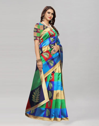Multicoloured Printed Silk Saree | SLV1482S153