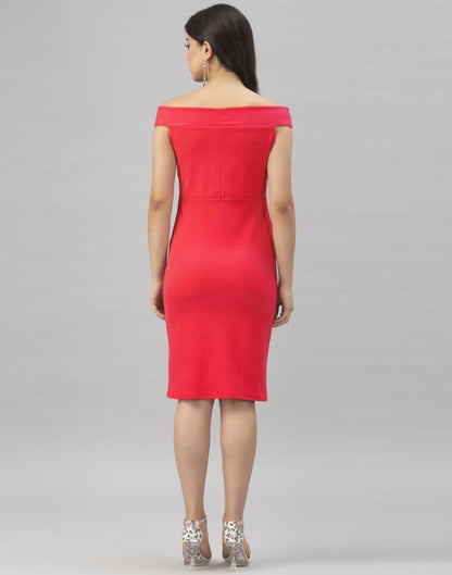 Precious Red Coloured Knitted Lycra Dress | SLV151TK2817