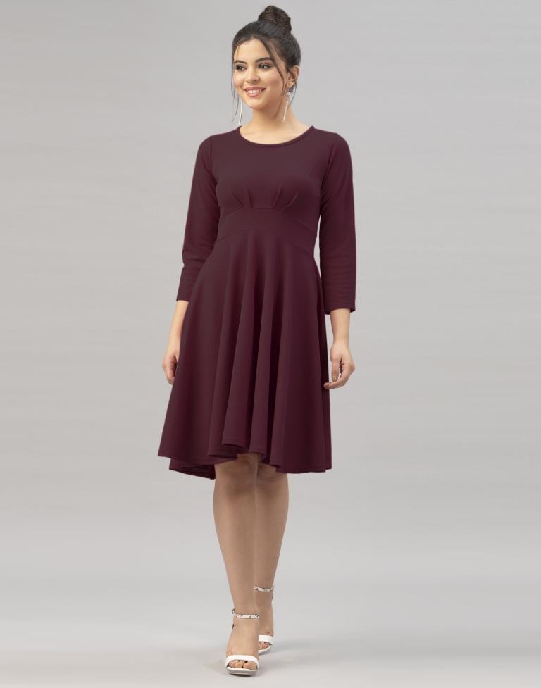 Choicest Dark Brown Coloured Knitted Lycra Dress | SLV154TK2844