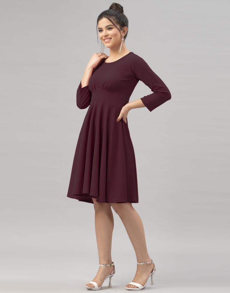 Choicest Dark Brown Coloured Knitted Lycra Dress | SLV154TK2844