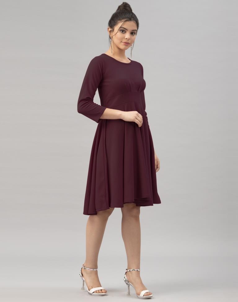 Choicest Dark Brown Coloured Knitted Lycra Dress | SLV154TK2844