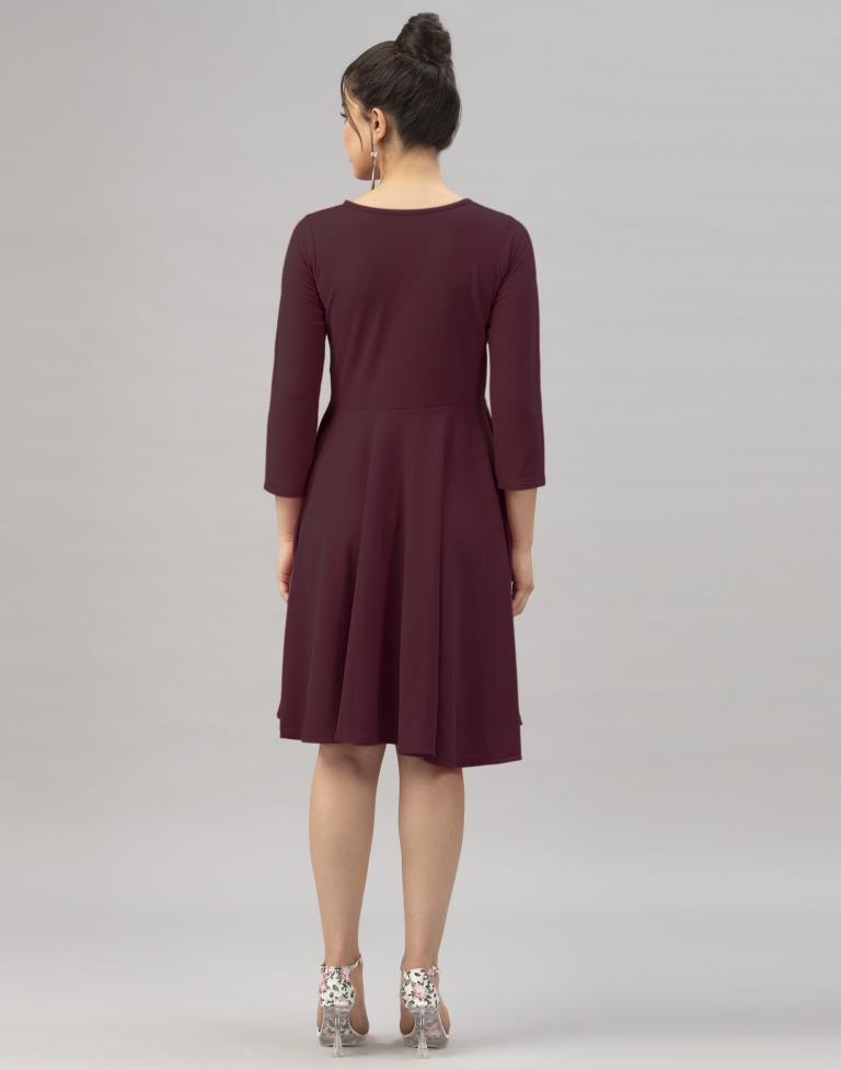 Choicest Dark Brown Coloured Knitted Lycra Dress | SLV154TK2844