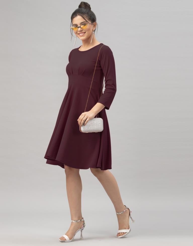 Choicest Dark Brown Coloured Knitted Lycra Dress | SLV154TK2844