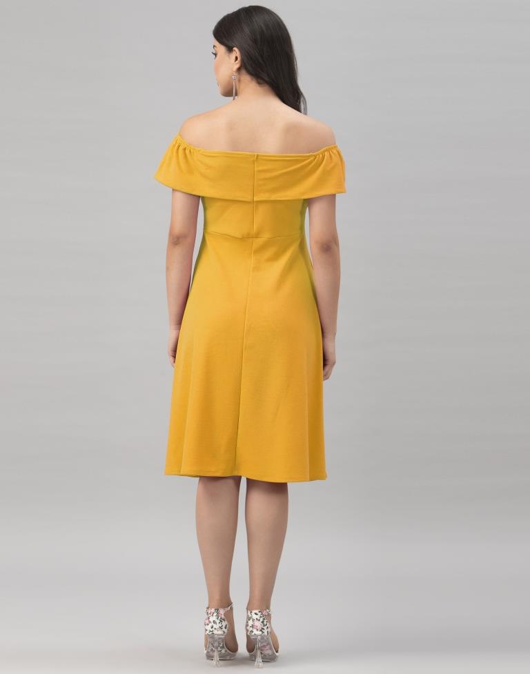 Rust Mustard Yellow Coloured Knitted Lycra Dress | SLV156TK2862