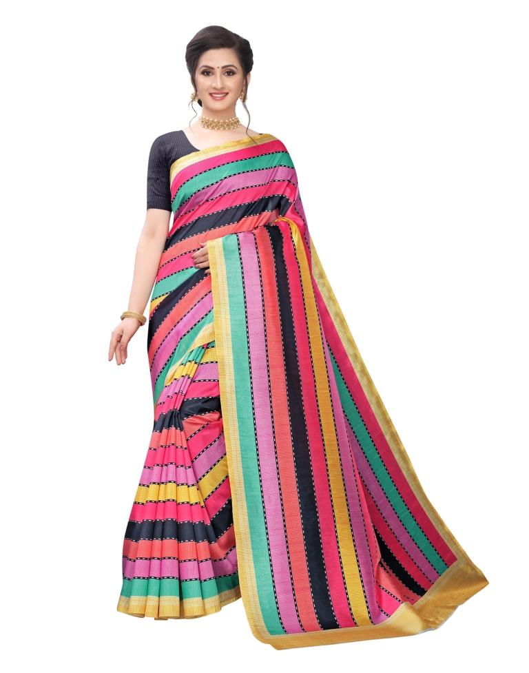 Multicolored Silk Blend Digital Printed Casual saree