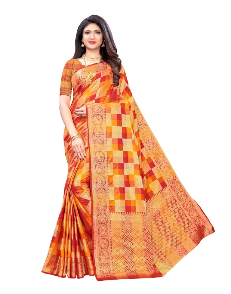Orange Silk Saree | 1646S103