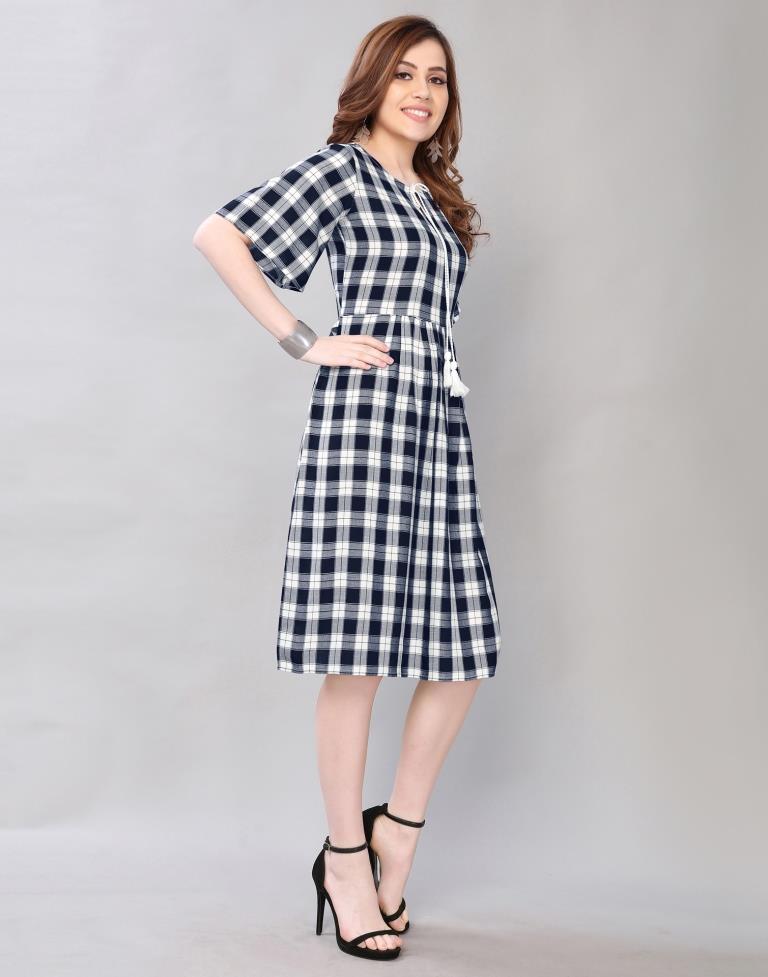 Blue Checkred Dress | SLV169TK2875
