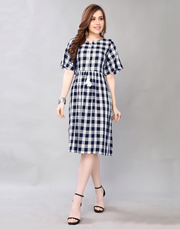 Blue Checkred Dress | SLV169TK2875