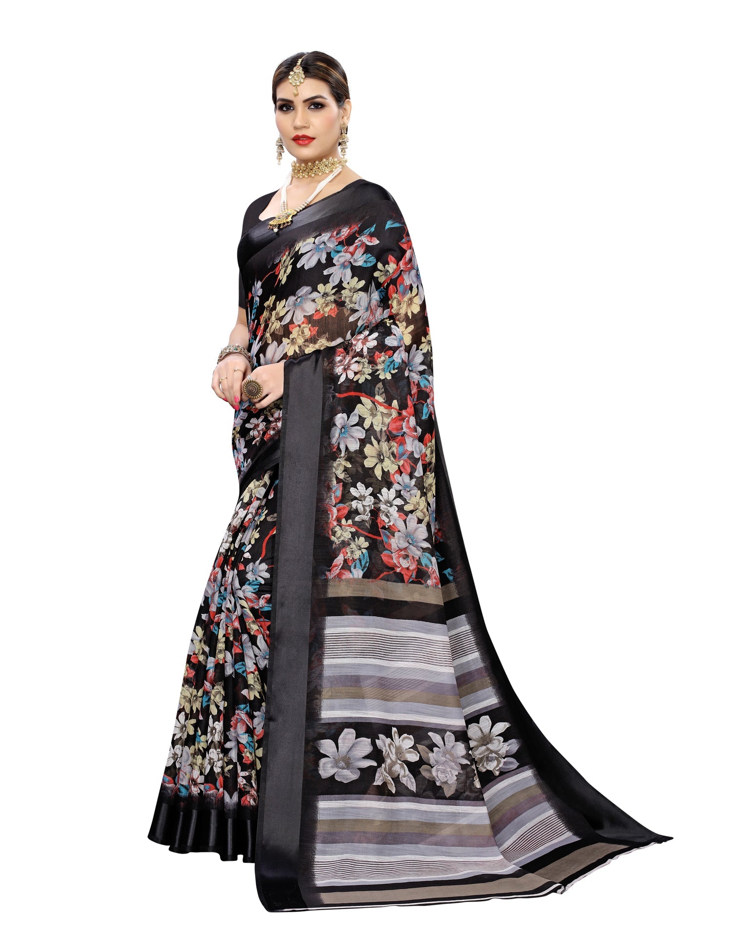 Black Cotton Saree | 1762S380