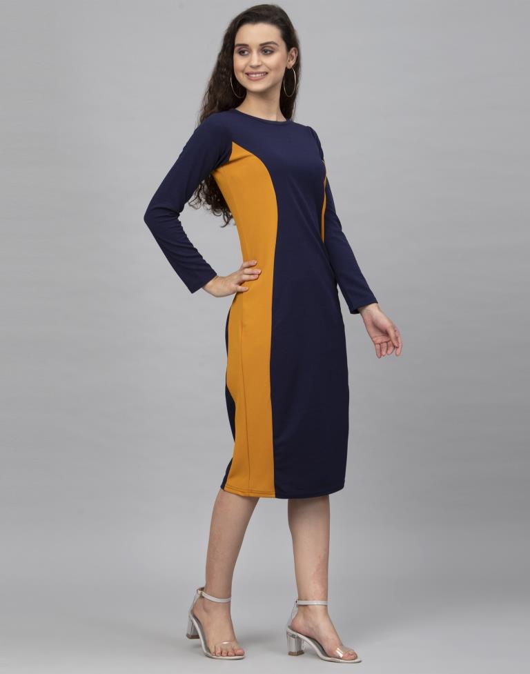 Blue Coloured Knitted Lycra Dress | SLV177TK2893