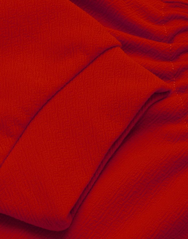 Breezy Red Coloured Knitted Lycra Tops | SLV184TK2933