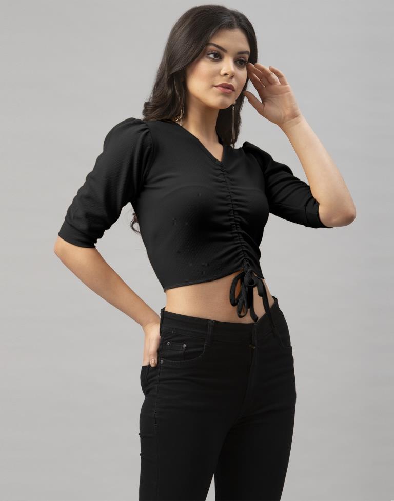 Black Knitted Top | SLV184TK2936