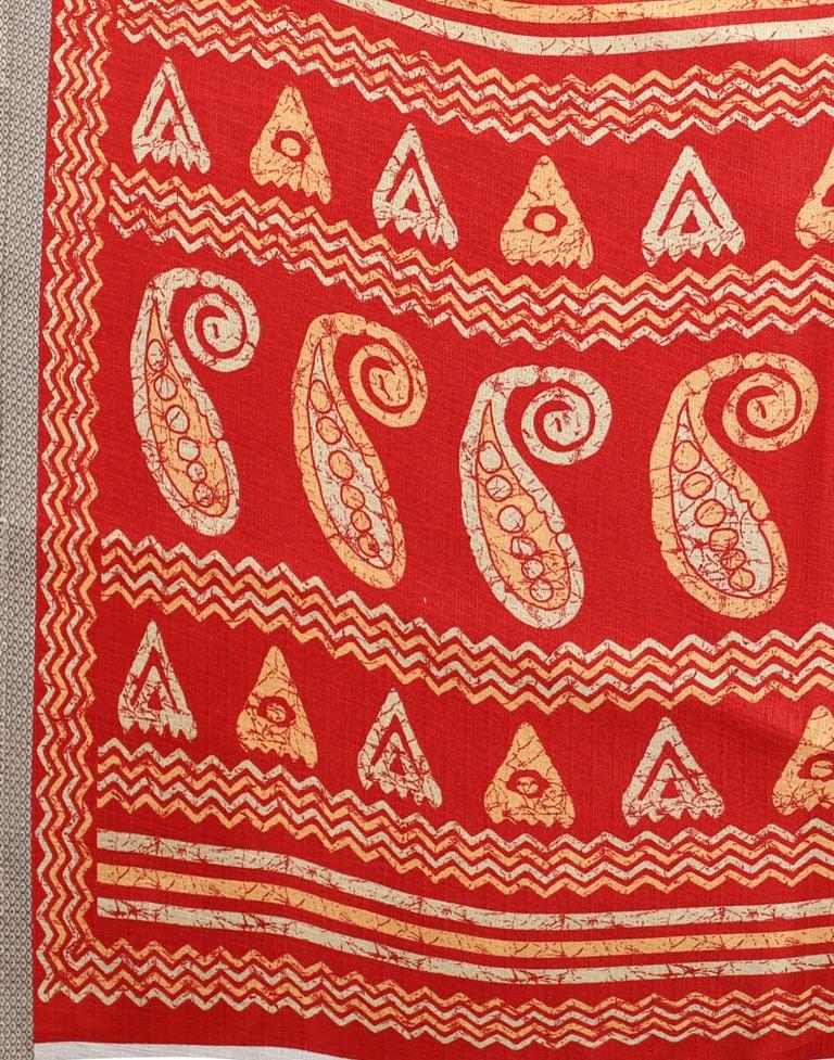 Red Coloured Printed Silk Saree | SLV1873S389