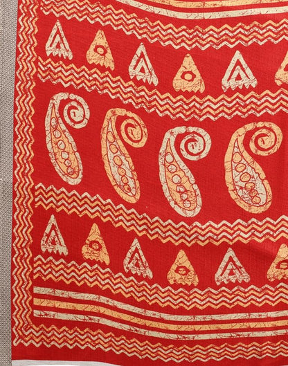 Red Coloured Printed Silk Saree | SLV1873S389