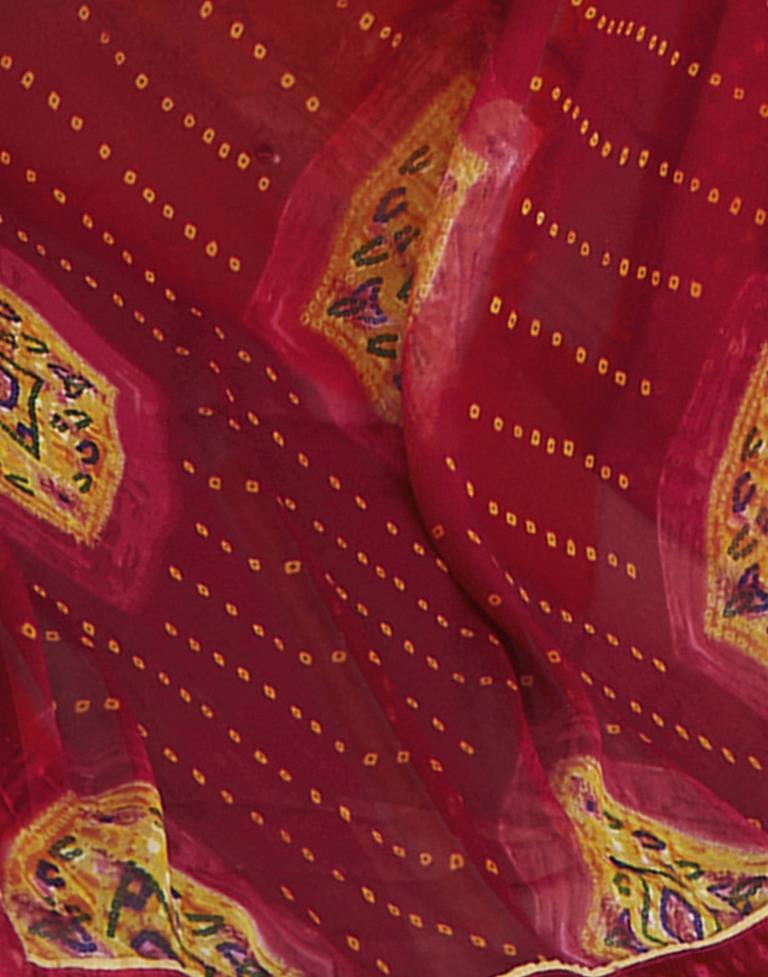 Exquisite Red Bandhani Printed Saree | 1919S24407