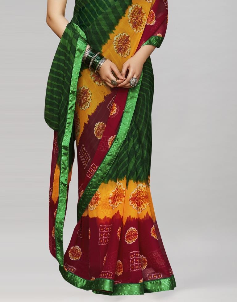 Green Bandhani Printed Saree | 1919S24408