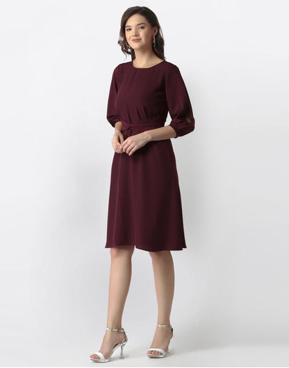 Wine Coloured Lycra Dyed Dress | SLV192TK2931