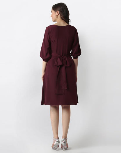 Wine Coloured Lycra Dyed Dress | SLV192TK2931