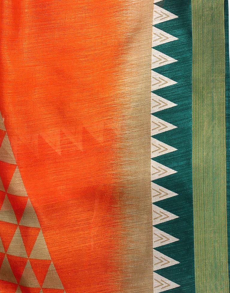 Orange Cotton Printed Saree | 1941S604