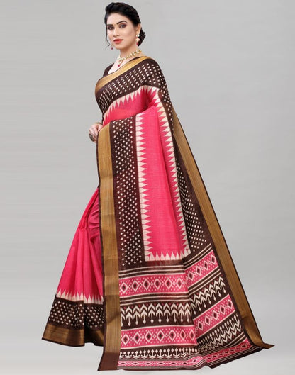 Pink Cotton Printed Saree | 1945S646