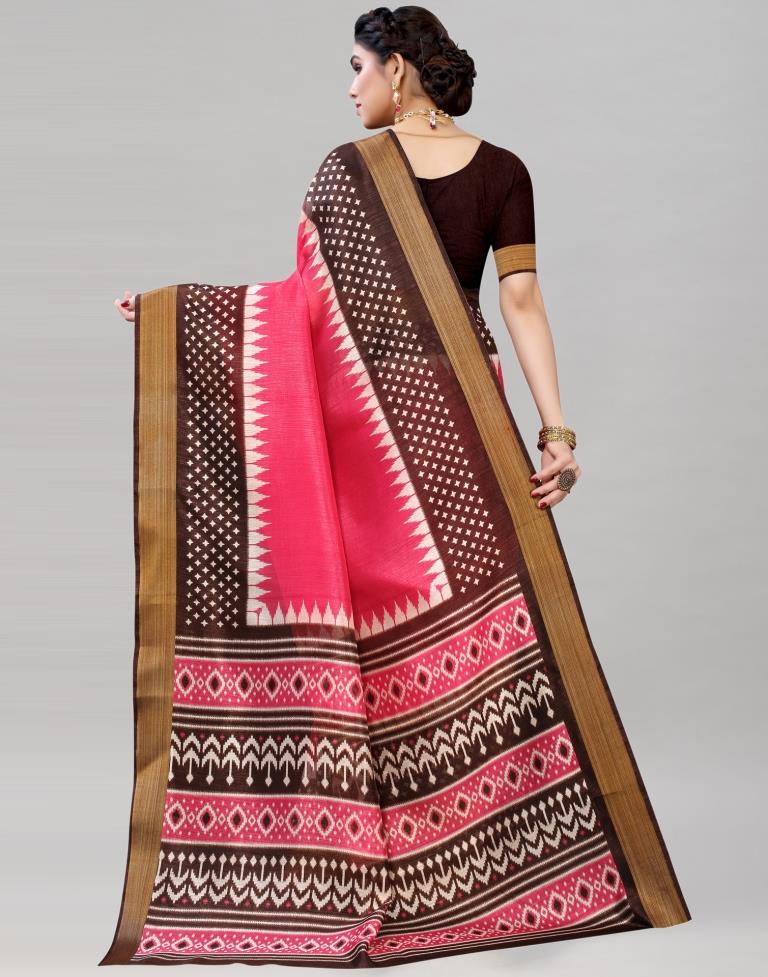 Pink Cotton Printed Saree | 1945S646