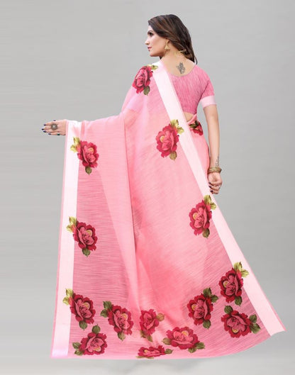 Punch Pink Cotton Printed Saree | 1951S464