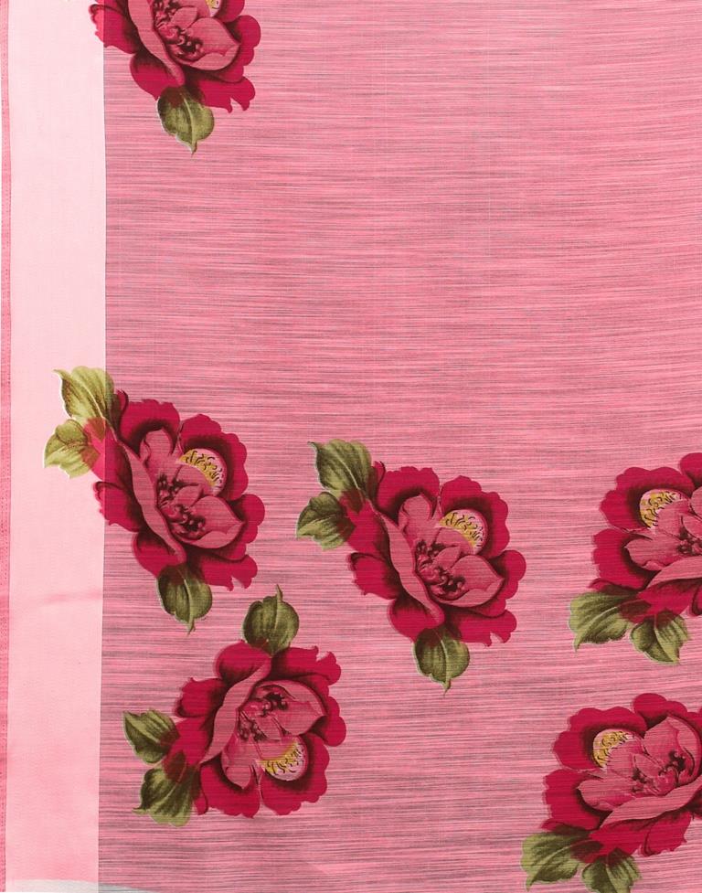 Punch Pink Cotton Printed Saree | 1951S464