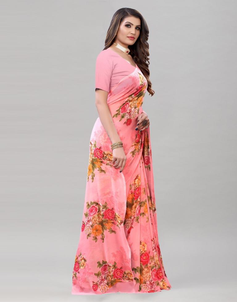 Trendly Pink Printed Saree | 1954S312